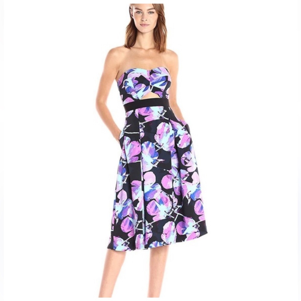 Rachel RACHEL Roy Floral Strapless Dress Sz 8 special events summertime classy